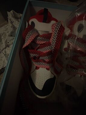 Lanvin White Black Red Low-Top Sneaker